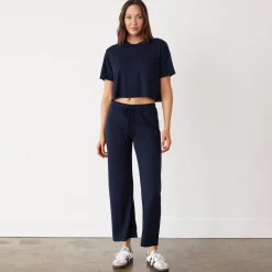 MONROW Organic Jersey Crop Pocket Tee DARKNAVY Store